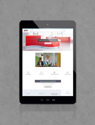 Axis Office Fitout website design tablet - Juvo