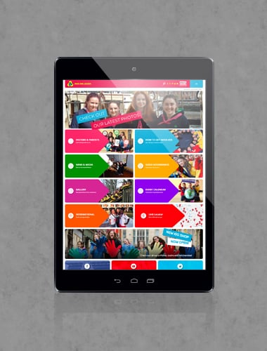 Irish Girl Guides website design tablet - Juvo