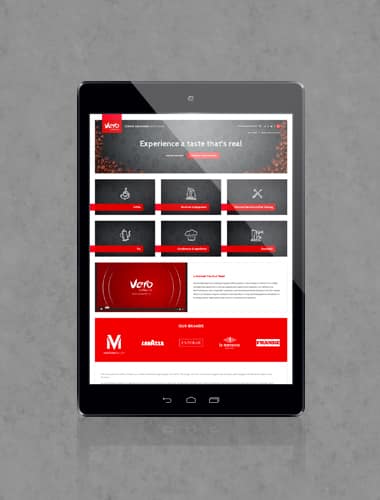 Vero Coffee website design tablet - Juvo