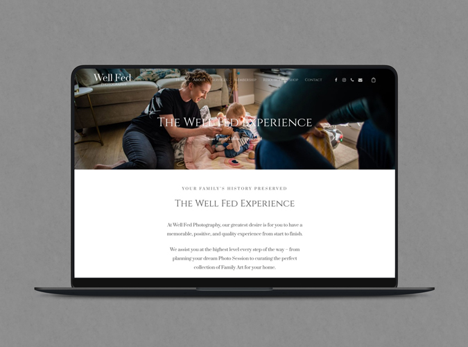 Well Fed Photography web design laptop - Juvo