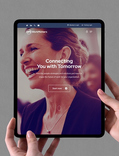 an iPad tablet displaying a well designed modern website
